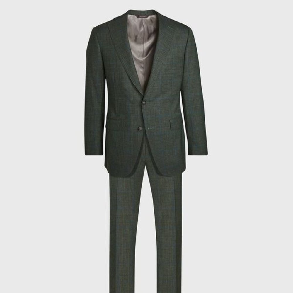Paul Stuart Green Patterned Wool Suit